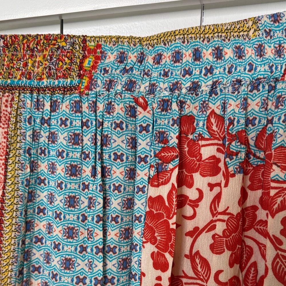 Kori Boho Patchwork Multi Color Ruffle Maxi Skirt - Picture 7 of 9